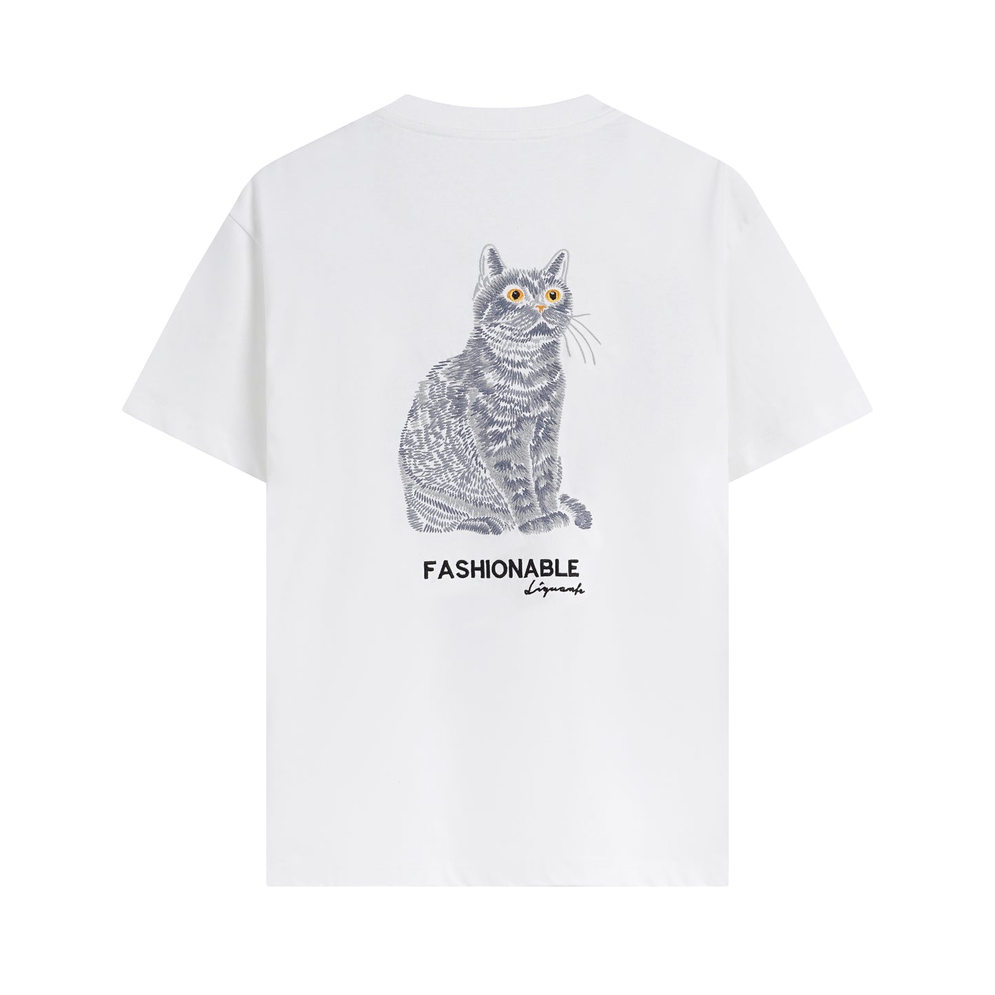 Modisches, trendiges Herren-T-Shirt mit Katzenstickerei